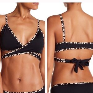 Laundry By Design Wrap Strappy Bikini Top Leopard Print M